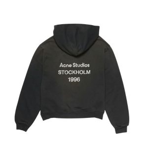 Acne Studio Fleece logo hoodie Black