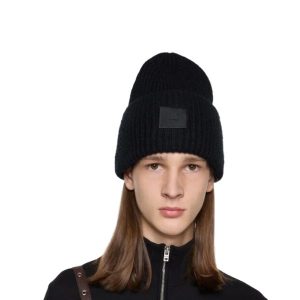 Acne Studios Face Logo Beanie Black
