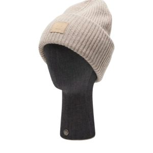 Acne Studios Face Logo Beanie Grège