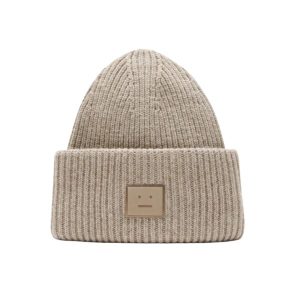 Acne Studios Face Logo Beanie Grège