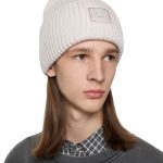 Acne Studios Face Logo Beanie Light Gray