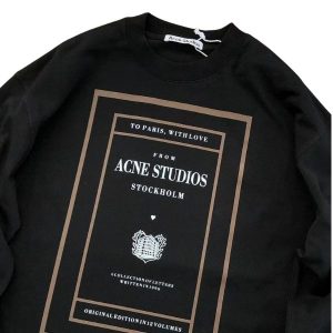 Acne Studios Black Long Sleeve To Paris, With Love Graphic Tee