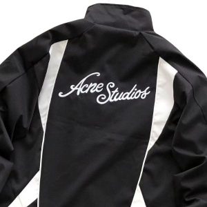 Acne Studios Cursive Script Logo Black and White Jacket