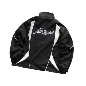 Acne Studios Cursive Script Logo Black and White Jacket
