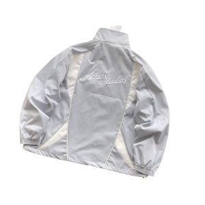 Acne Studios Cursive Script Logo Light Grey and White Jacket
