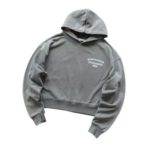 Acne Studios Grey Cropped Hoodie