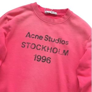 Acne Studios Pink Stockholm 1996 Distressed Logo Sweatshirt