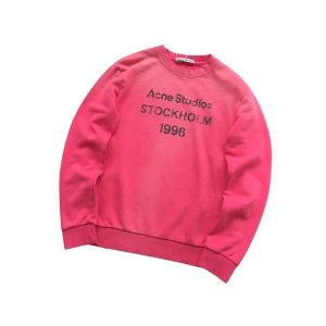 Acne Studios Pink Stockholm 1996 Distressed Logo Sweatshirt