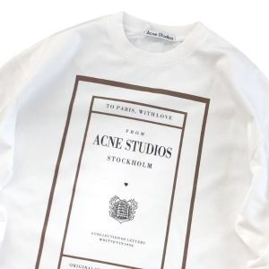Acne Studios White Long Sleeve To Paris, With Love Graphic Tee