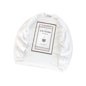 Acne Studios White Long Sleeve To Paris, With Love Graphic Tee