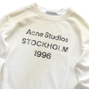 Acne Studios White Stockholm 1996 Distressed Logo Sweatshirt